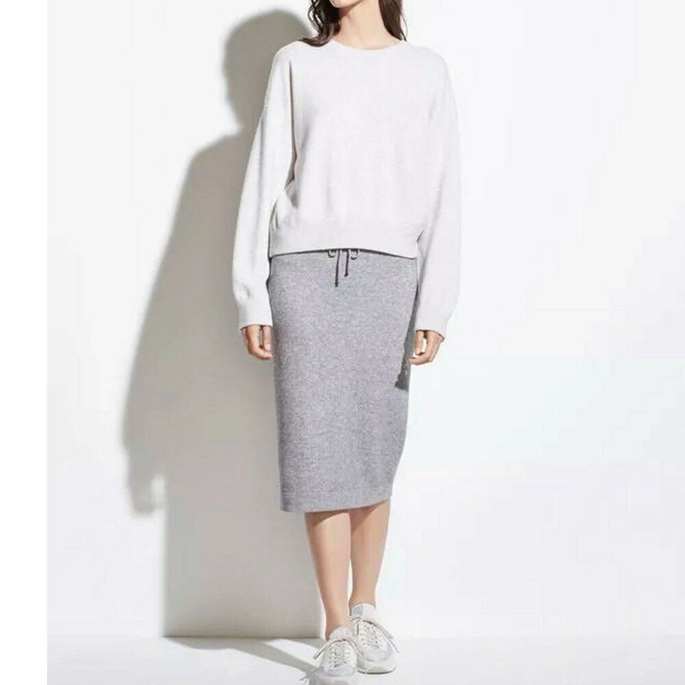 Vince Wool & Cashmere Blend Lounge Skirt Women Small Drawstring Heather Gray